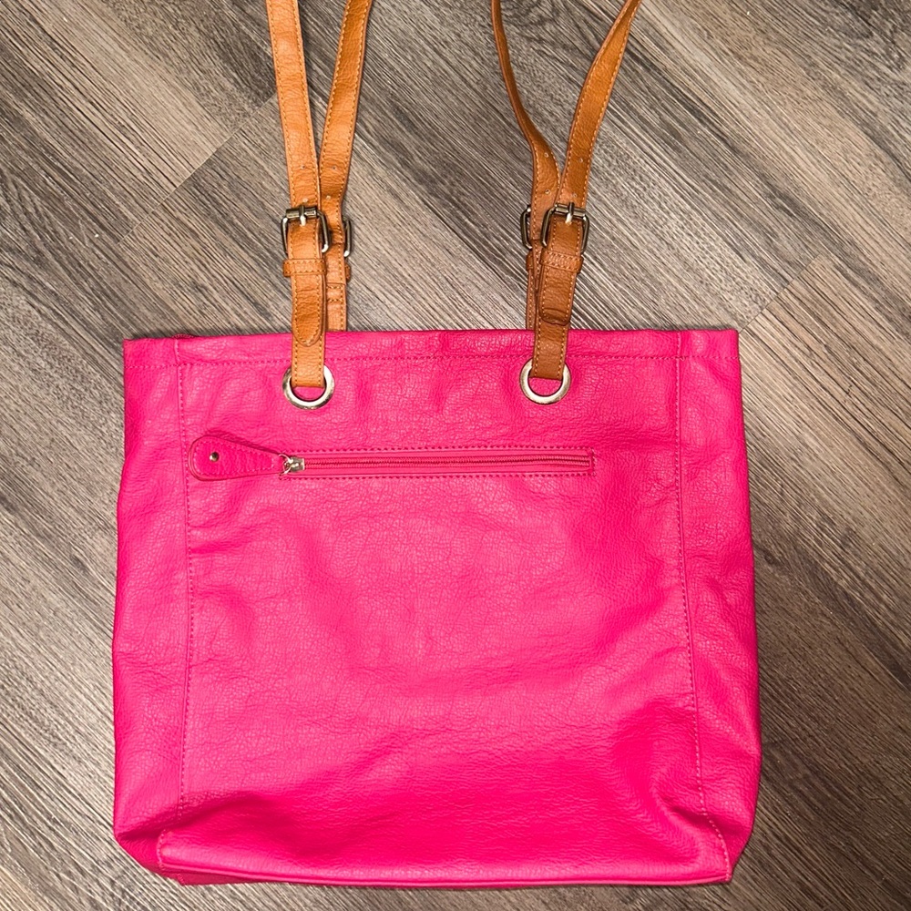 Hot Pink Faux Leather Tote